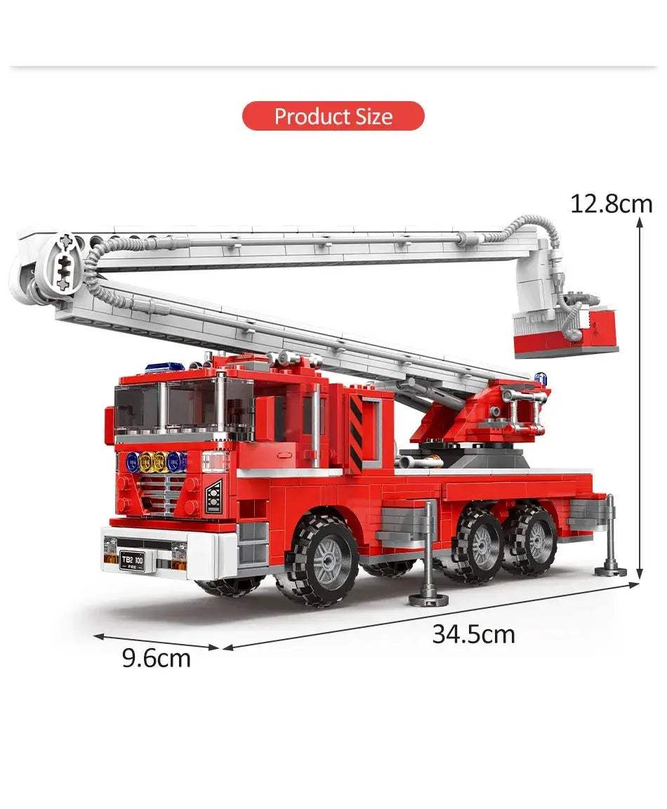 Lego Compatible Fire Truck Building Block Kit For Kids - ToylandEU