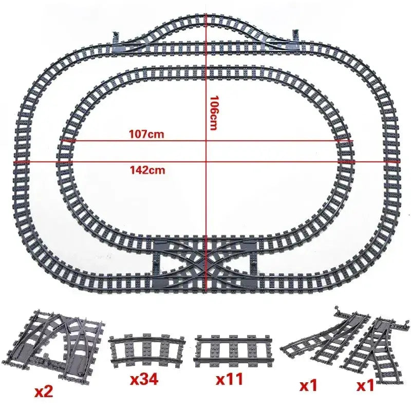 Lego Compatible Flexible Train Tracks Building Set For Kids - ToylandEU