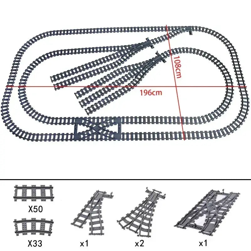Lego Compatible Flexible Train Tracks Building Set For Kids - ToylandEU