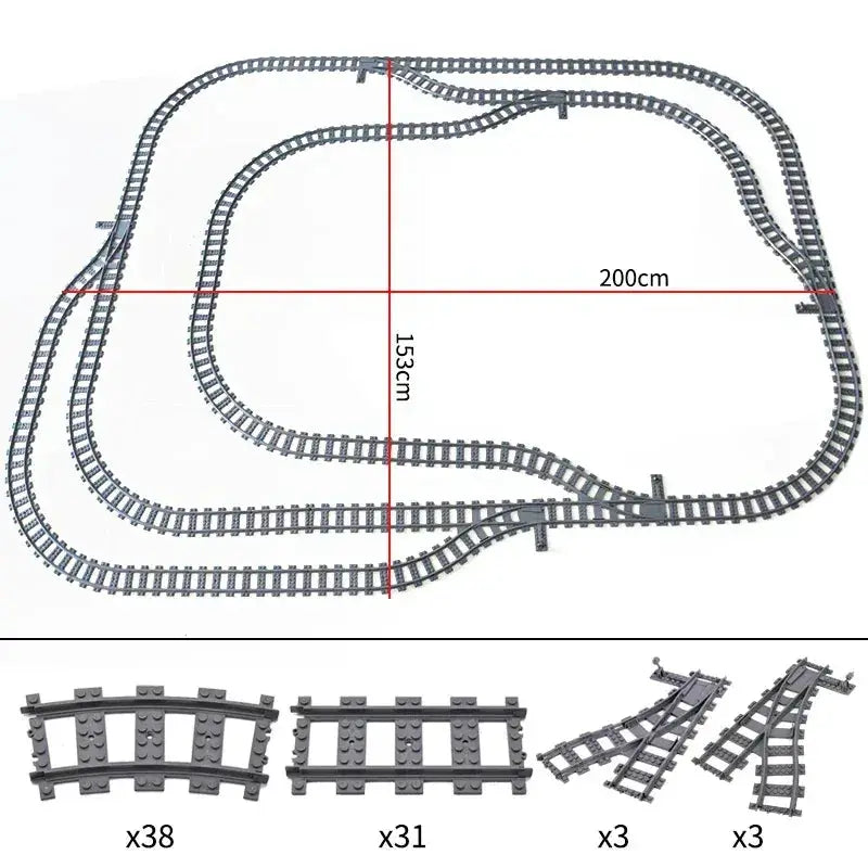 Lego Compatible Flexible Train Tracks Building Set For Kids - ToylandEU