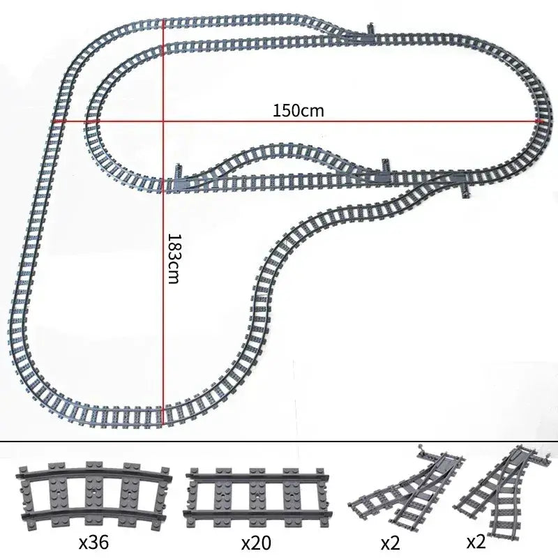 Lego Compatible Flexible Train Tracks Building Set For Kids - ToylandEU