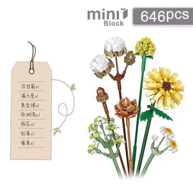Lego Compatible Flower Block Set for Creative Play - ToylandEU
