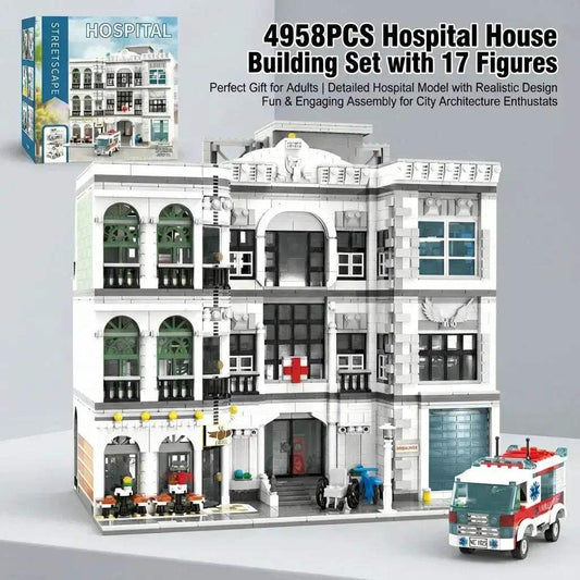Lego Compatible Hospital City Block Set With 17 Figures - ToylandEU