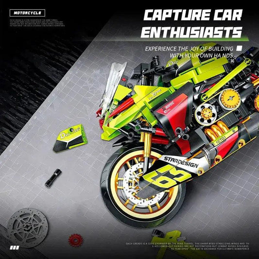  Lego Compatible Motorcycle 1 8 Scale Building Blocks -  ToylandEU™