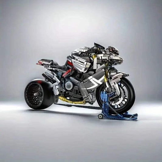 2426 Granular Plated Motorcycle Assembly Assembly Building blocks Light boards, toy decorations, holiday/birthday gifts, without - ToylandEU