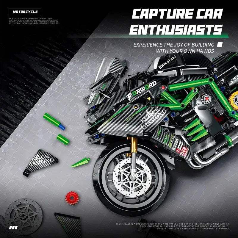 Lego Compatible Motorcycle Model Kit With Realistic Assembly - ToylandEU