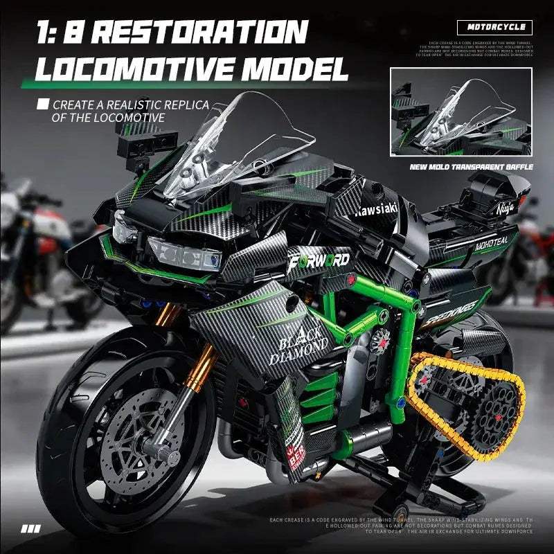 Lego Compatible Motorcycle Model Kit With Realistic Assembly - ToylandEU