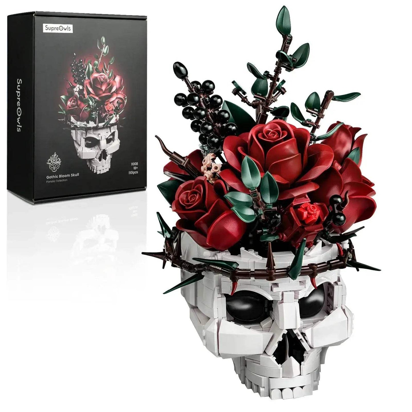 Lego Compatible Skull Roses Building Blocks For Gothic Home Decor - ToylandEU