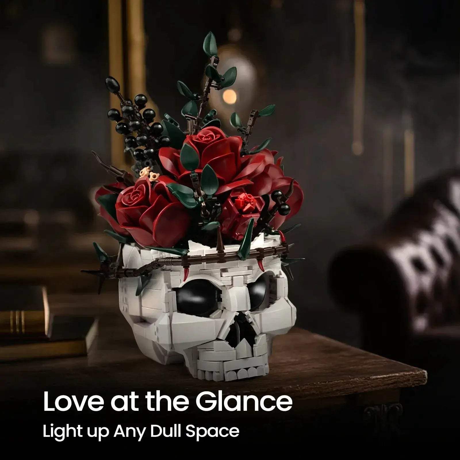 Lego Compatible Skull Roses Building Blocks For Gothic Home Decor - ToylandEU
