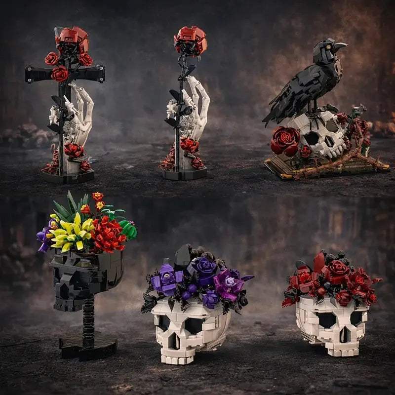  Lego Compatible Skull Roses Building Blocks Set Gothic -  ToylandEU™