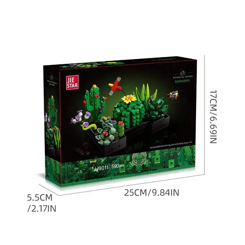 590PCS Succulent Plant Potted Building Blocks Set Flower Cactus Assemble Model Bricks Desktop Ornament Adult Toy Birthday Gifts - ToylandEU
