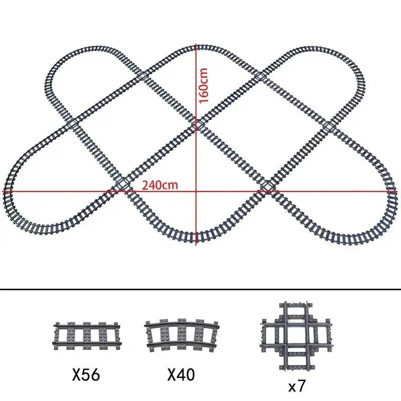 Lego Compatible Train Tracks Set With Flexible Curved Rails - ToylandEU