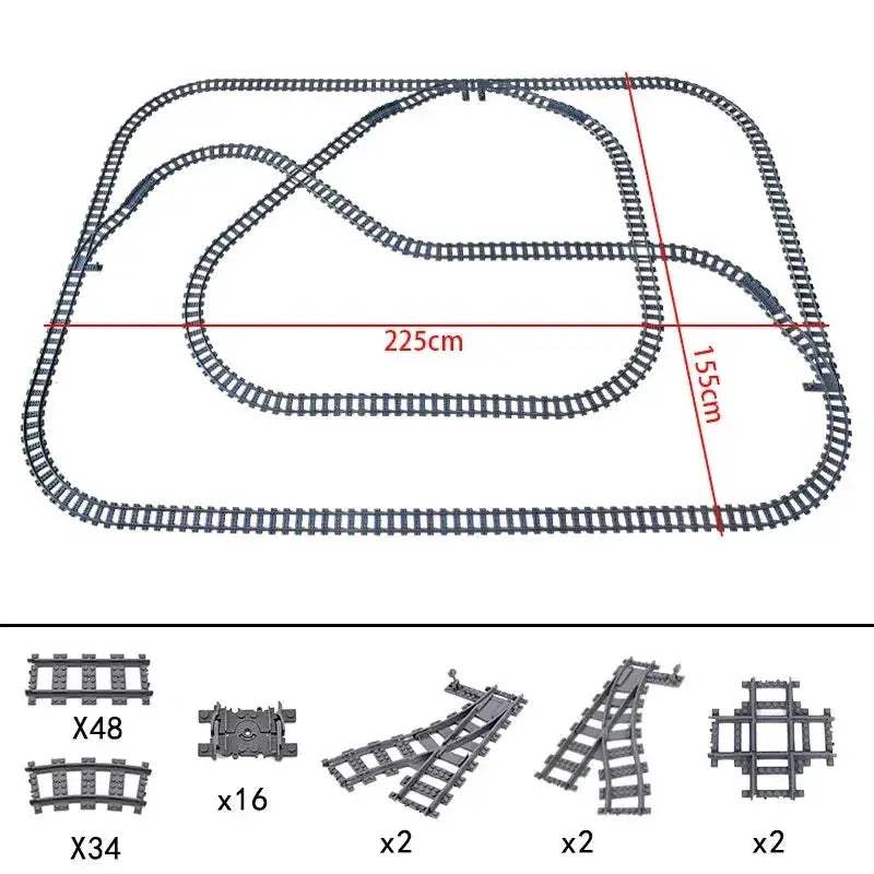 Lego Compatible Train Tracks Set With Flexible Curved Rails - ToylandEU