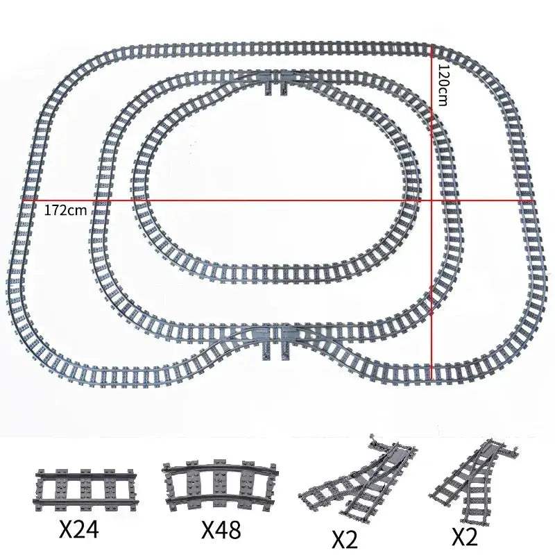 Lego Compatible Train Tracks Set With Flexible Curved Rails - ToylandEU
