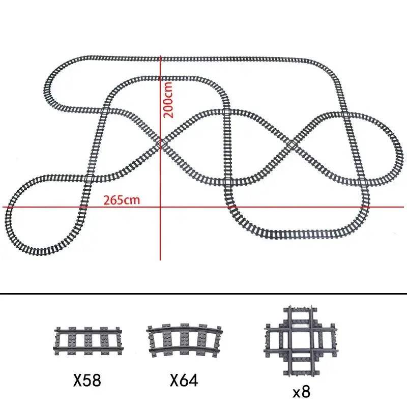 Lego Compatible Train Tracks Set With Flexible Curved Rails - ToylandEU