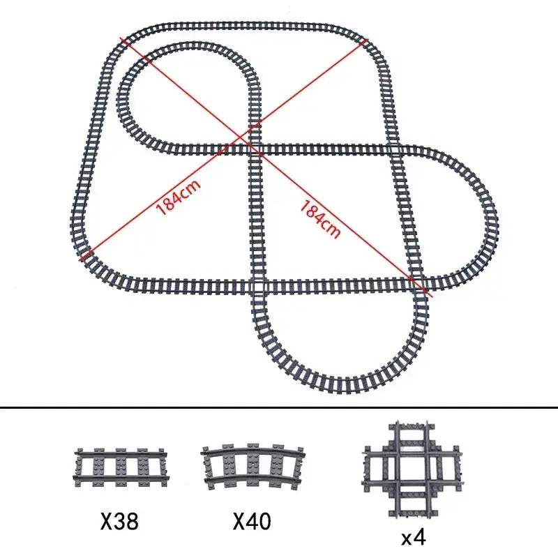 Lego Compatible Train Tracks Set With Flexible Curved Rails - ToylandEU