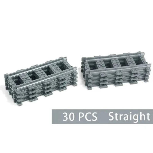 Straight train tracks Curved accessories car blocks Building Sets DIY 10-100 pcs kids toys moc bricks City switch rail crossing - ToylandEU