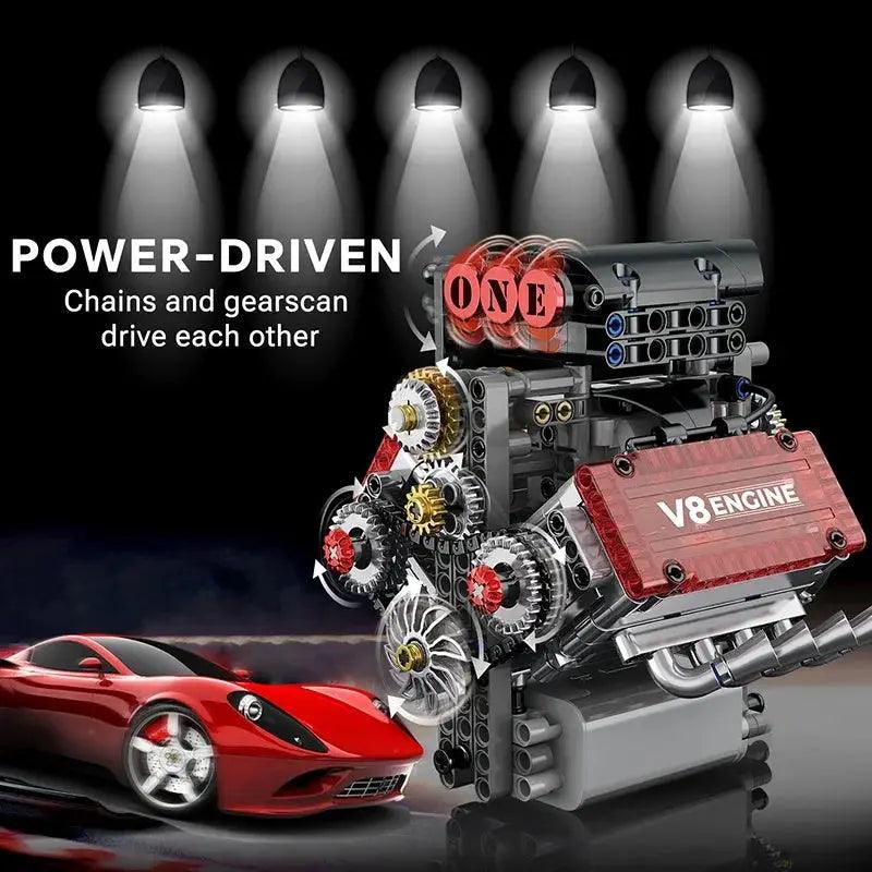  Lego Compatible V8 Engine Building Blocks Motorized Model -  ToylandEU™