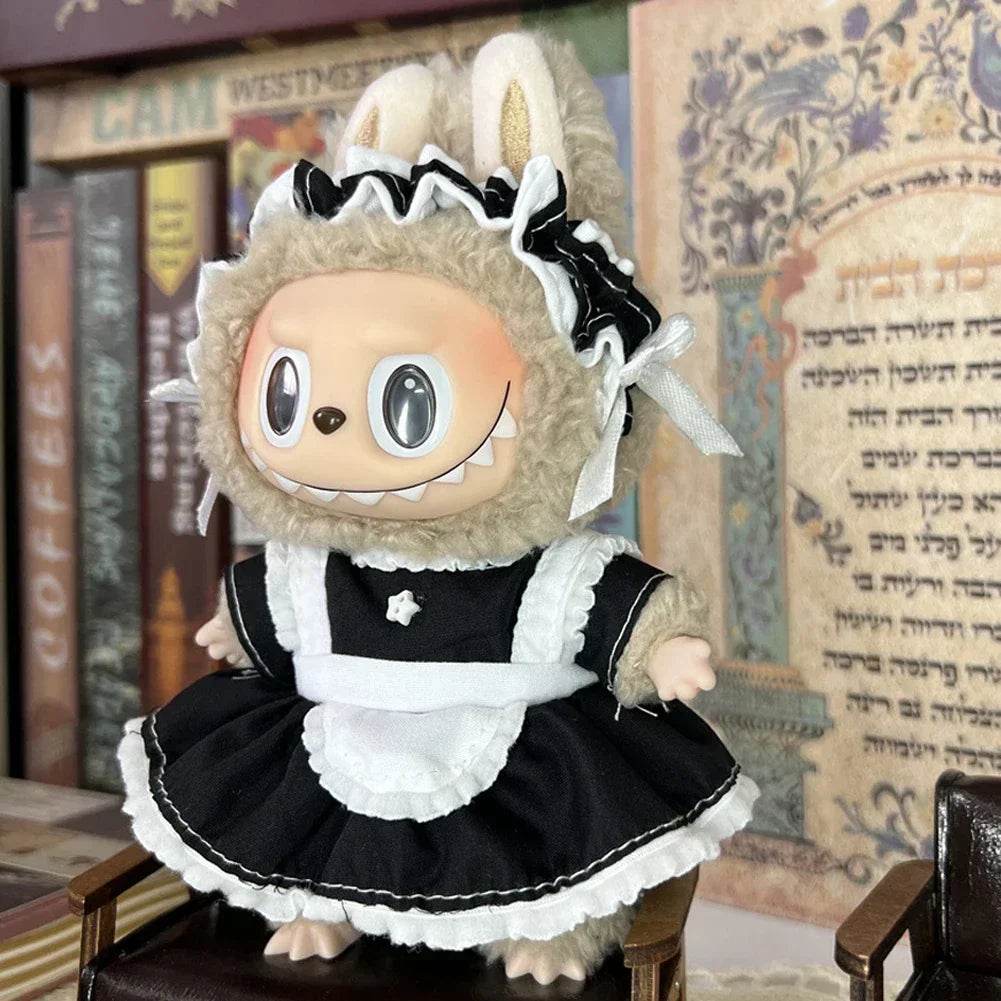 Leisure Style Work Jeans with Hat for 17cm Labubu Dolls Cute Mini Plush Doll Clothes Monster Outfit Accessories - ToylandEU