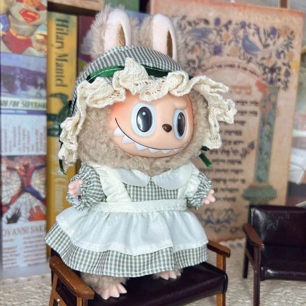 Leisure Style Work Jeans with Hat for 17cm Labubu Dolls Cute Mini Plush Doll Clothes Monster Outfit Accessories - ToylandEU