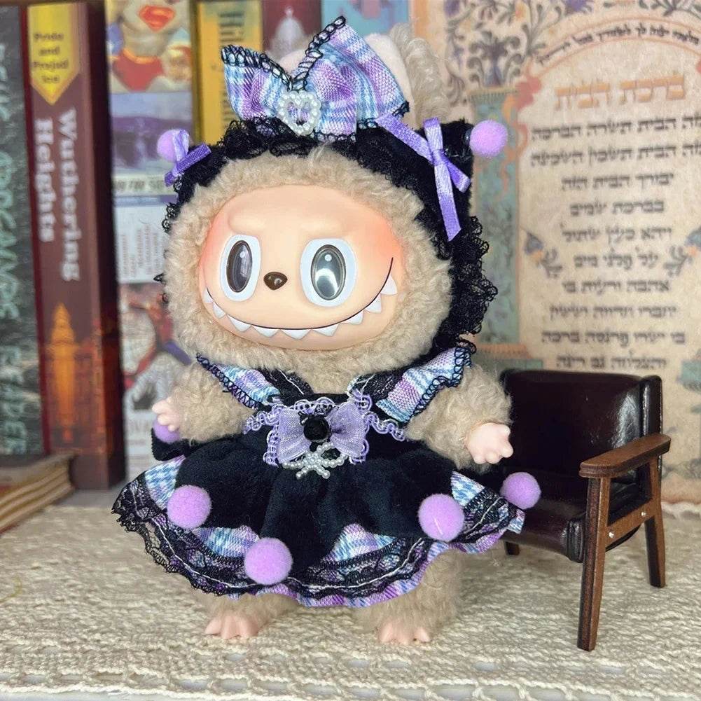 Leisure Style Work Jeans with Hat for 17cm Labubu Dolls Cute Mini Plush Doll Clothes Monster Outfit Accessories - ToylandEU