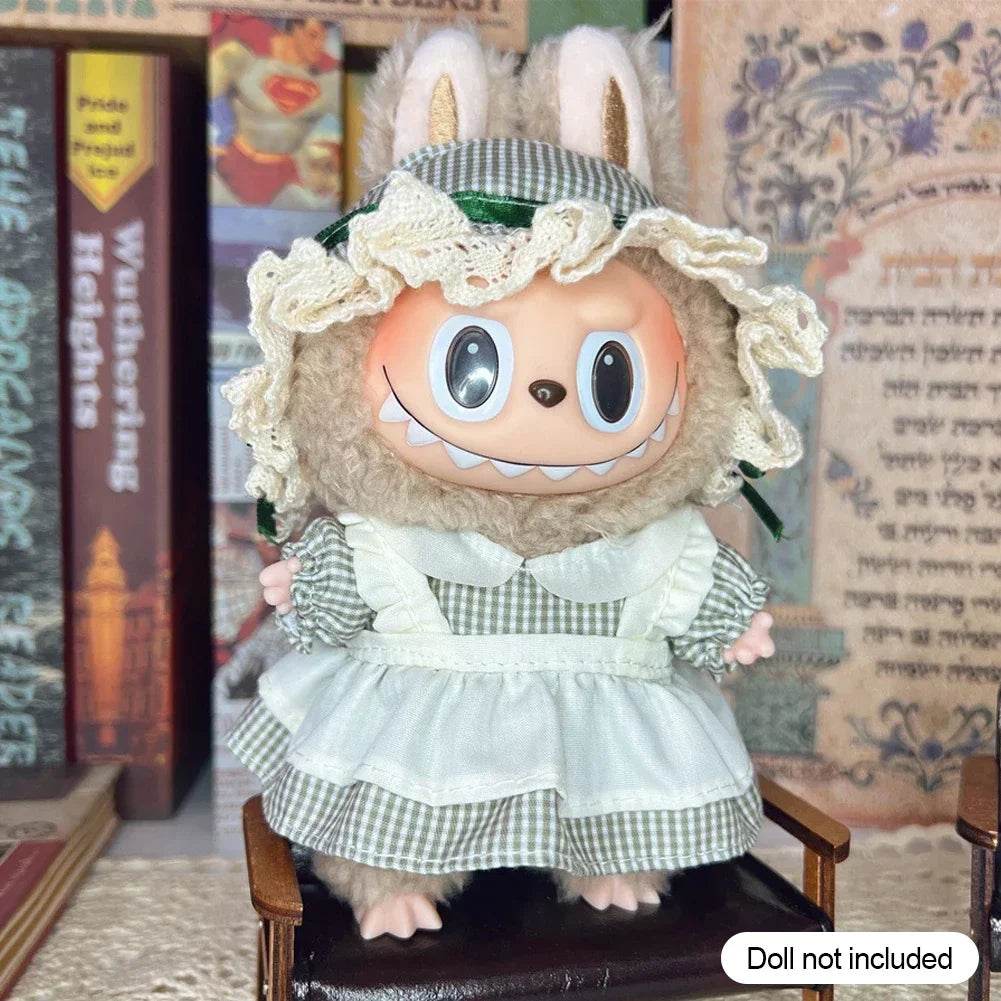 Leisure Style Work Jeans with Hat for 17cm Labubu Dolls Cute Mini Plush Doll Clothes Monster Outfit Accessories - ToylandEU