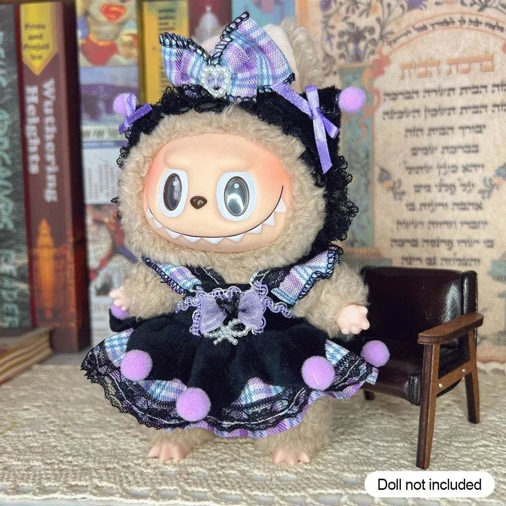 Leisure Style Work Jeans with Hat for 17cm Labubu Dolls Cute Mini Plush Doll Clothes Monster Outfit Accessories - ToylandEU