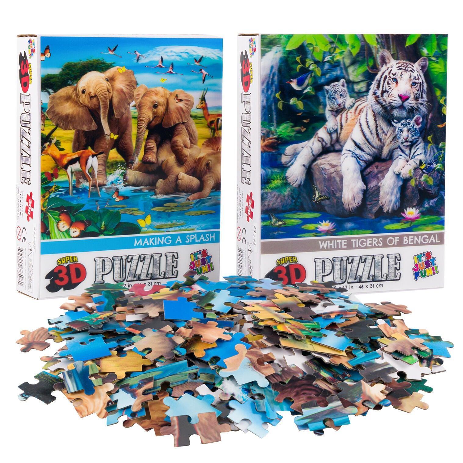  Lenticular 3D Jigsaw Puzzles Elephants And Tigers Duo -  ToylandEU™