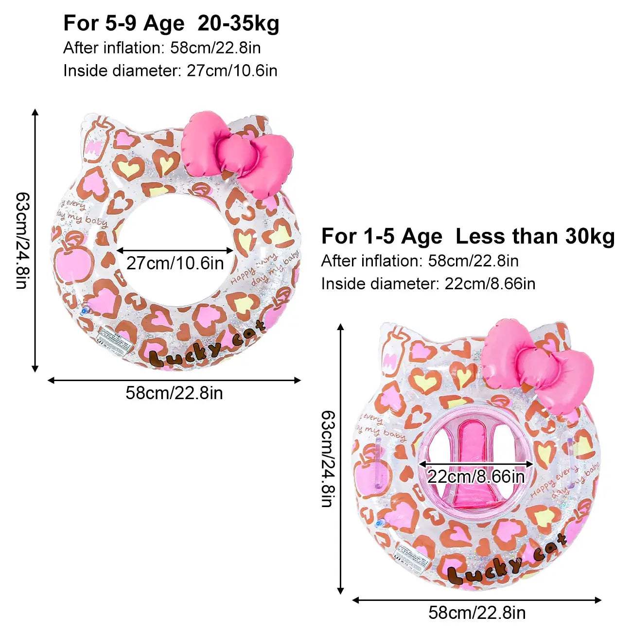  Leopard Cat Swim Ring For Kids With Seat Pocket -  ToylandEU™