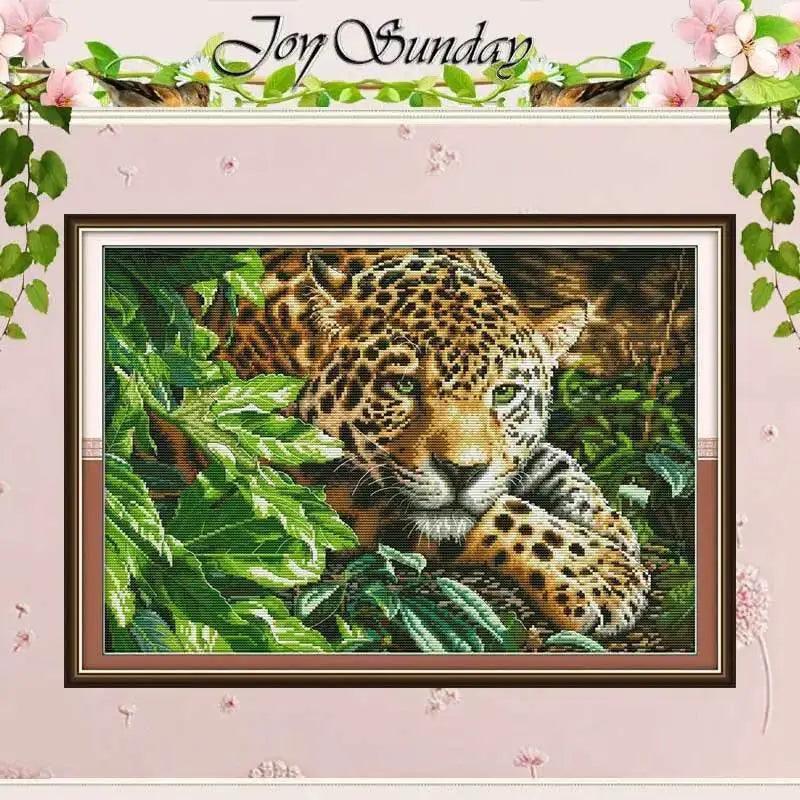  Leopard Print DIY Cross Stitch Kit - Counted 11CT 14CT 16CT Stamped DMC Embroidery for Home Decor -  ToylandEU™