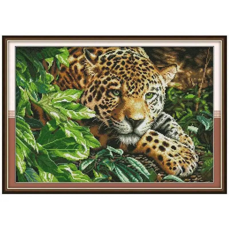  Leopard Print DIY Cross Stitch Kit - Counted 11CT 14CT 16CT Stamped DMC Embroidery for Home Decor -  ToylandEU™