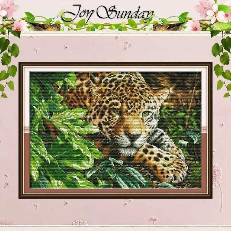  Leopard Print DIY Cross Stitch Kit - Counted 11CT 14CT 16CT Stamped DMC Embroidery for Home Decor -  ToylandEU™