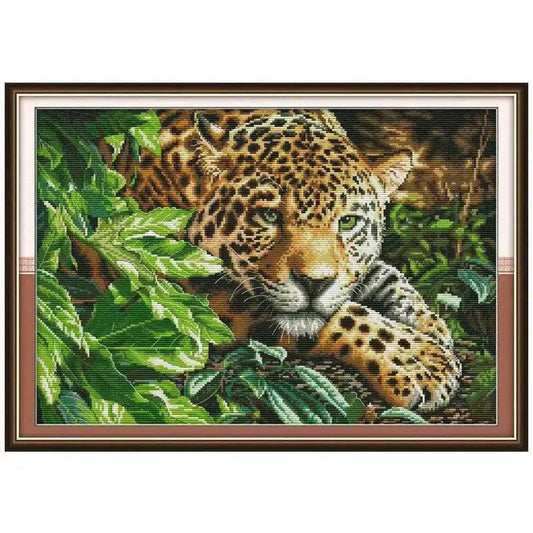 Leopard Print DIY Cross Stitch Kit - Counted 11CT 14CT 16CT Stamped DMC Embroidery for Home Decor - ToylandEU