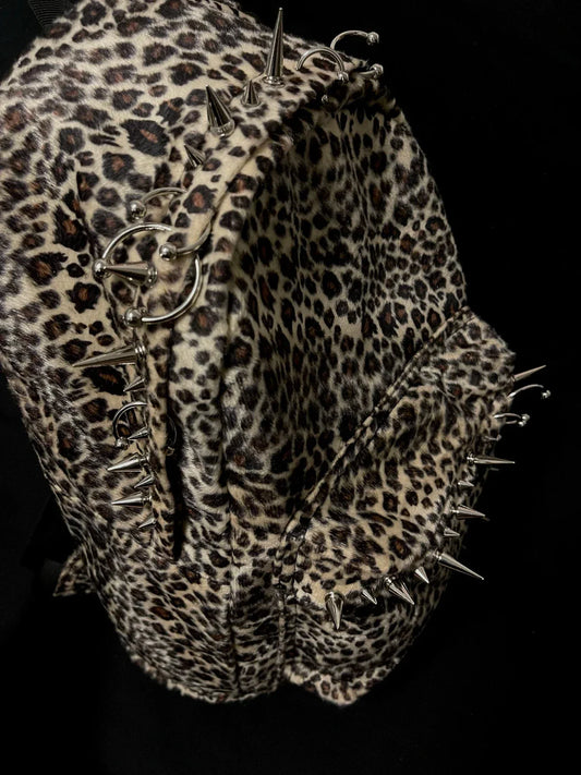 Leopard Print Rivet Backpack Large Capacity For Men And Women - ToylandEU