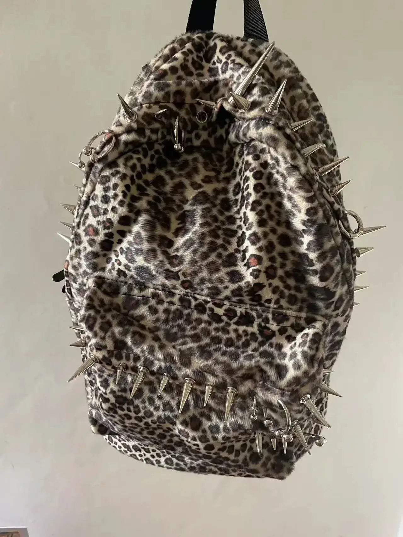 Leopard Print Rivet Backpack Large Capacity For Men And Women - ToylandEU