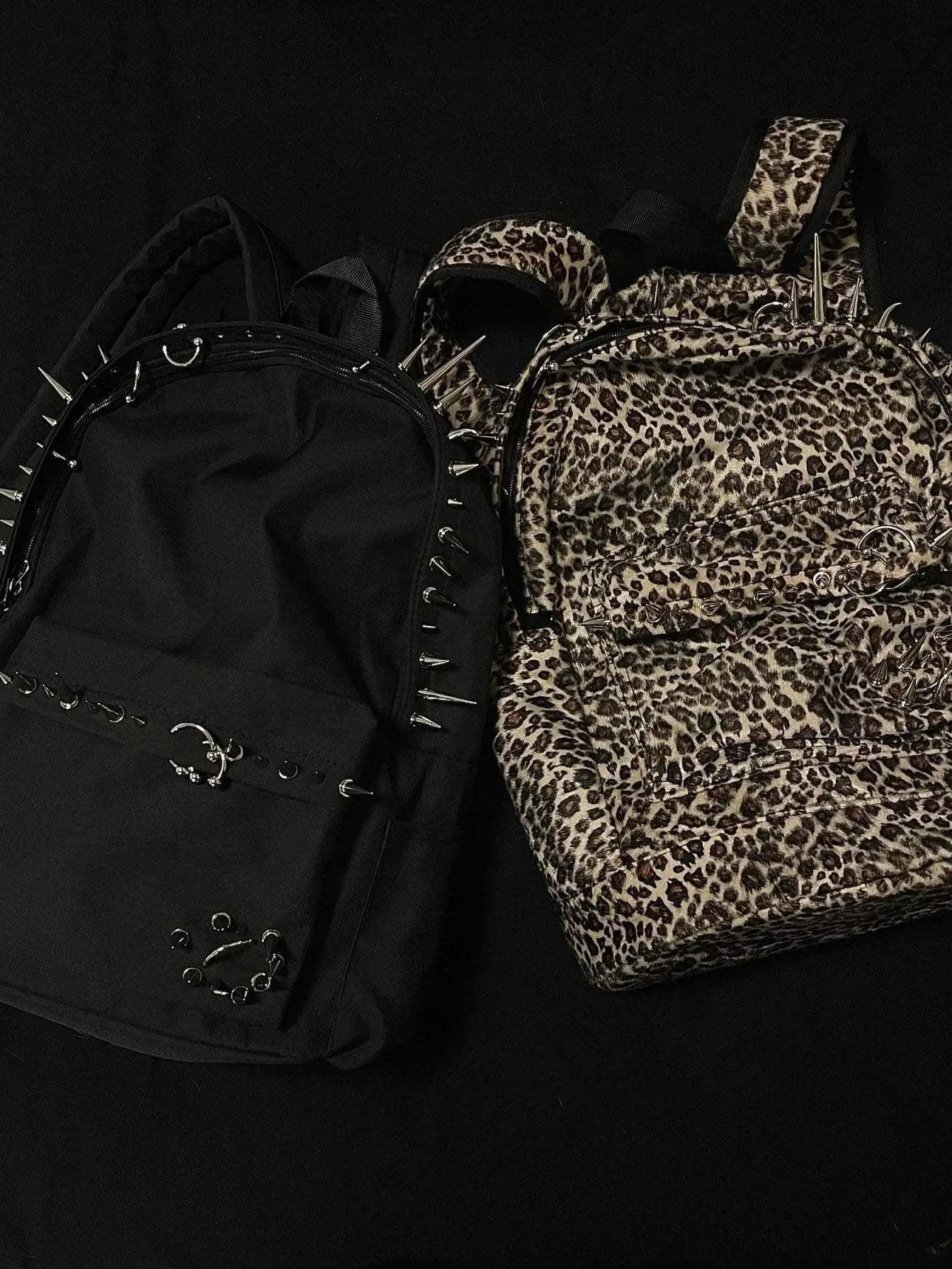 Leopard Print Rivet Backpack Large Capacity For Men And Women - ToylandEU