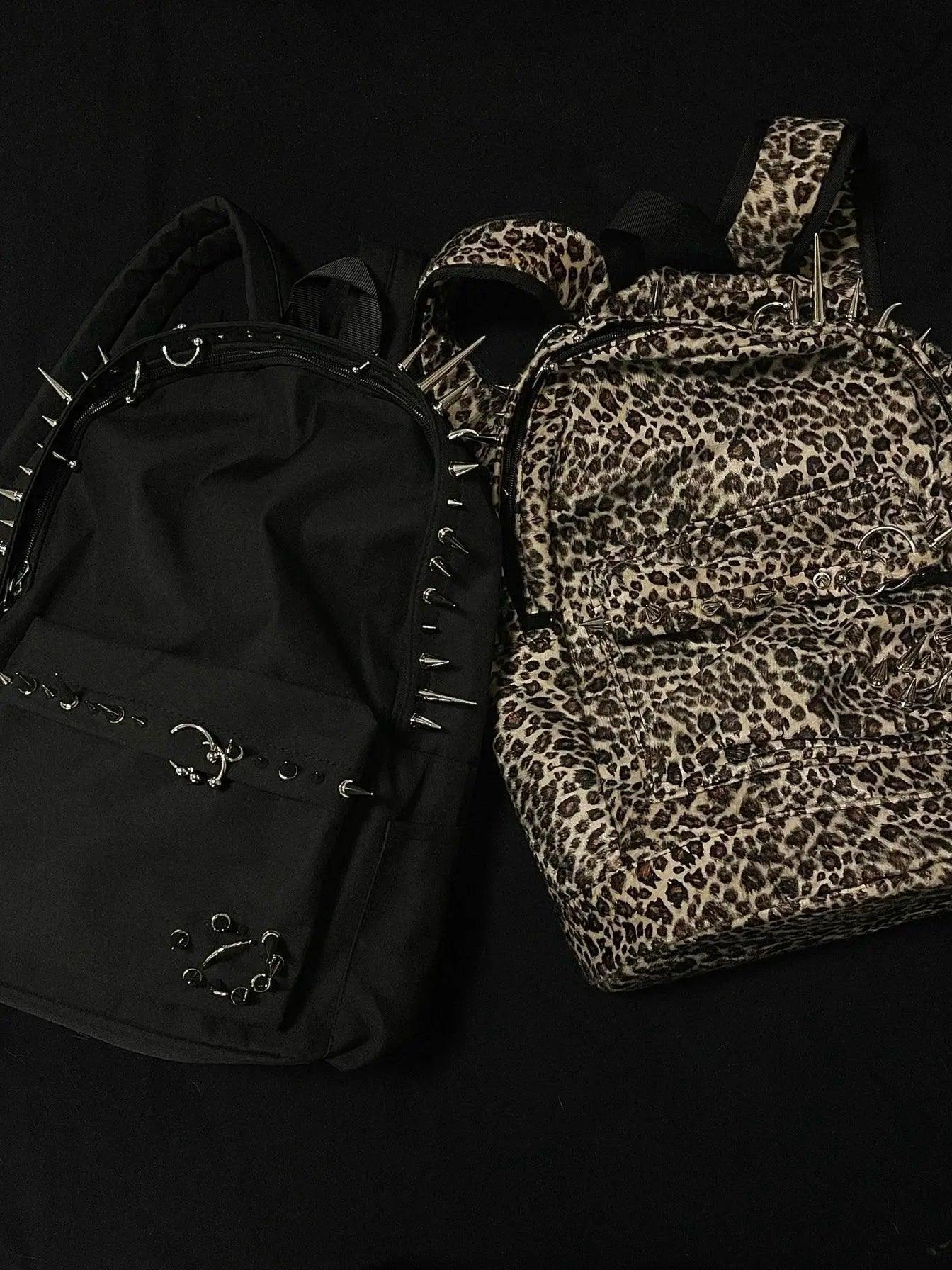  Leopard Print Rivet Backpack Large Capacity Unisex -  ToylandEU™