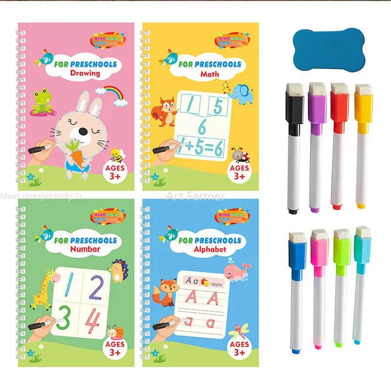 New Lettering Calligraphy Set Montessori Magical Tracing Workbook Erasable Magic Book for Children Reusable Notebook Writing - ToylandEU