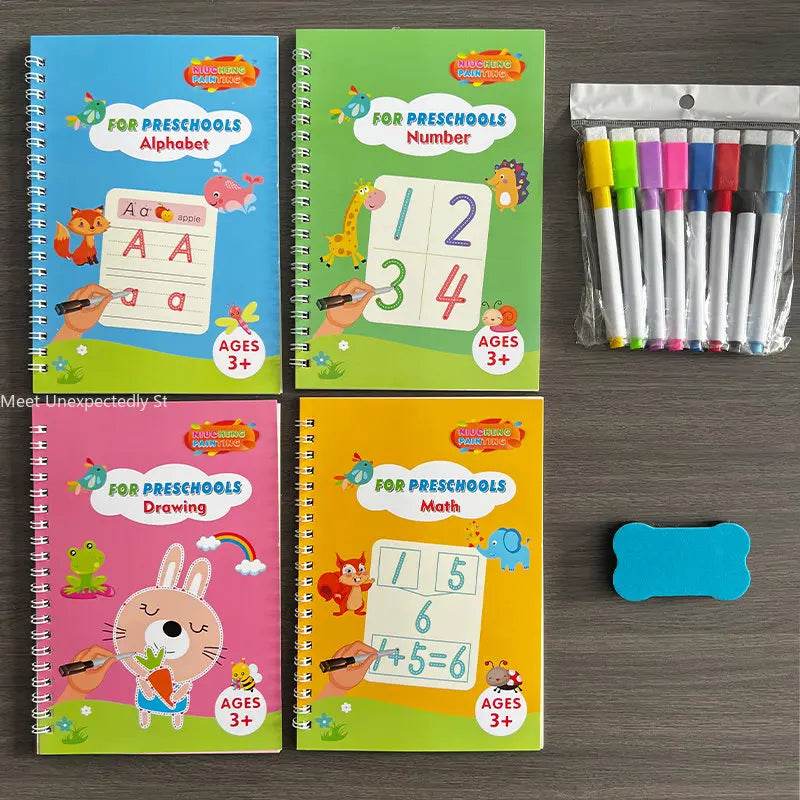 New Lettering Calligraphy Set Montessori Magical Tracing Workbook Erasable Magic Book for Children Reusable Notebook Writing - ToylandEU
