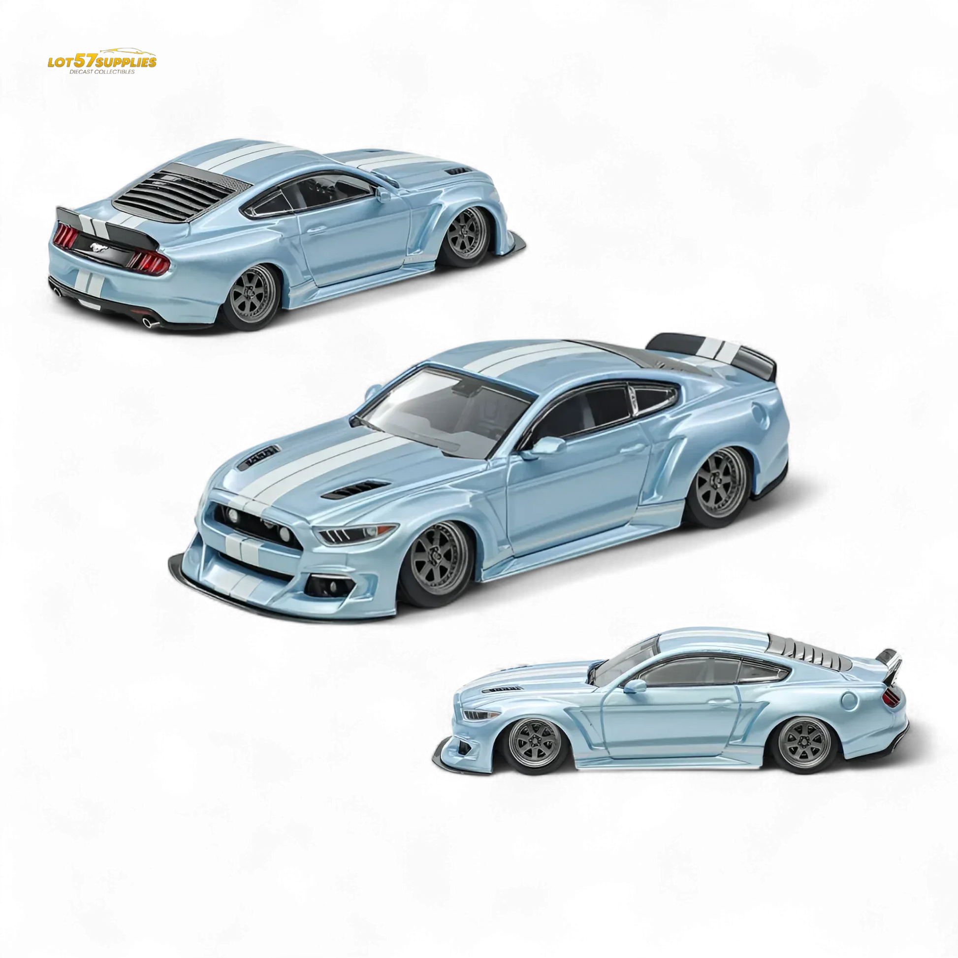 Mustang Diecast Widebody Kit 1 To 64 Ice Blue Shine - ToylandEU