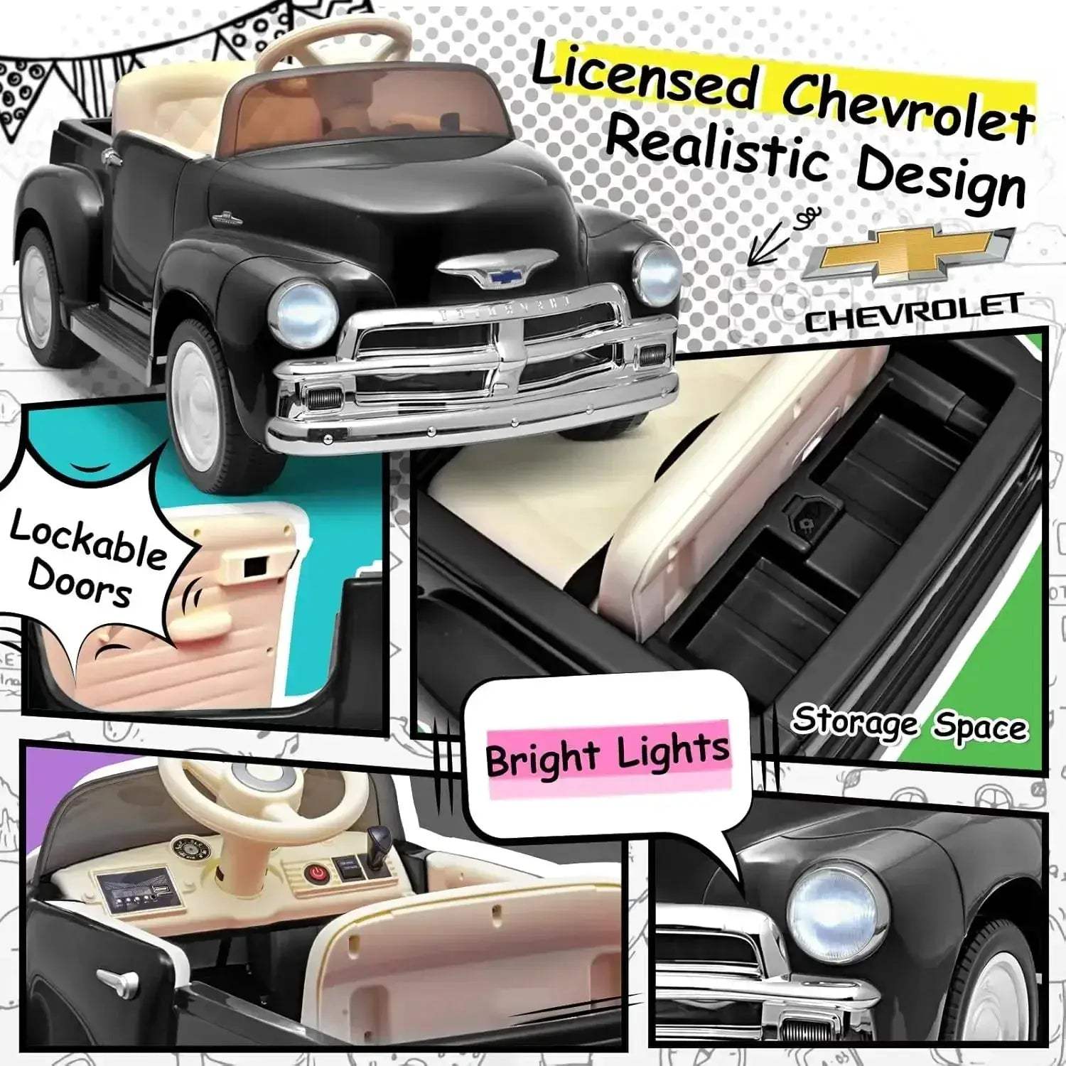  Licensed 12V Kids Ride On Car Chevrolet 3100 RC -  ToylandEU™