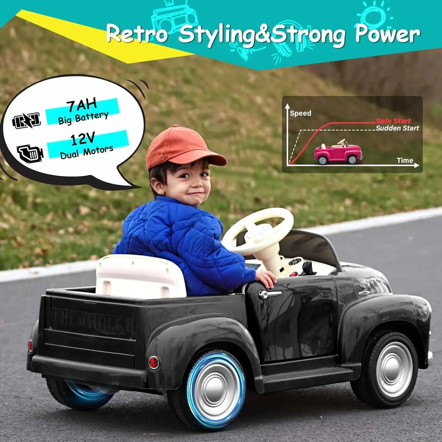 Licensed 12V Kids Ride On Car Chevrolet 3100 Remote Control - ToylandEU
