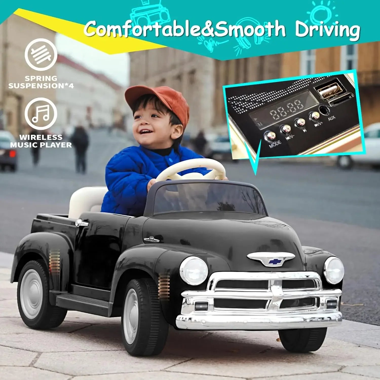 Licensed 12V Kids Ride On Car Chevrolet 3100 Remote Control - ToylandEU