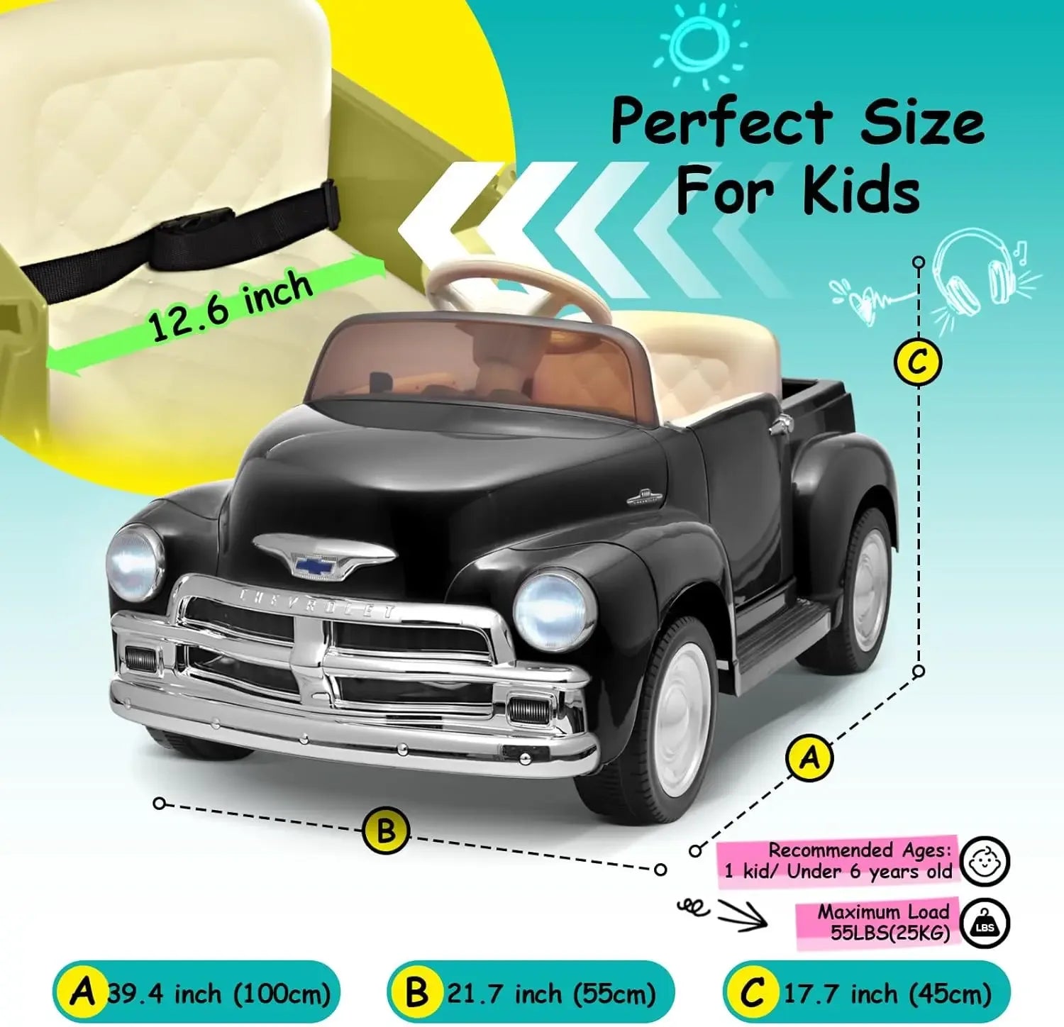 Licensed 12V Kids Ride On Car Chevrolet 3100 Remote Control - ToylandEU