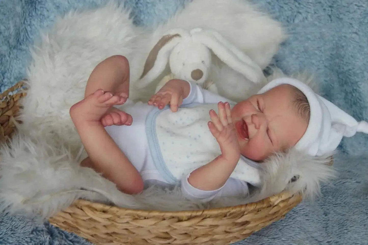 Lifelike 50cm Reborn Vinyl Baby Doll With Painted Hair Handmade - ToylandEU