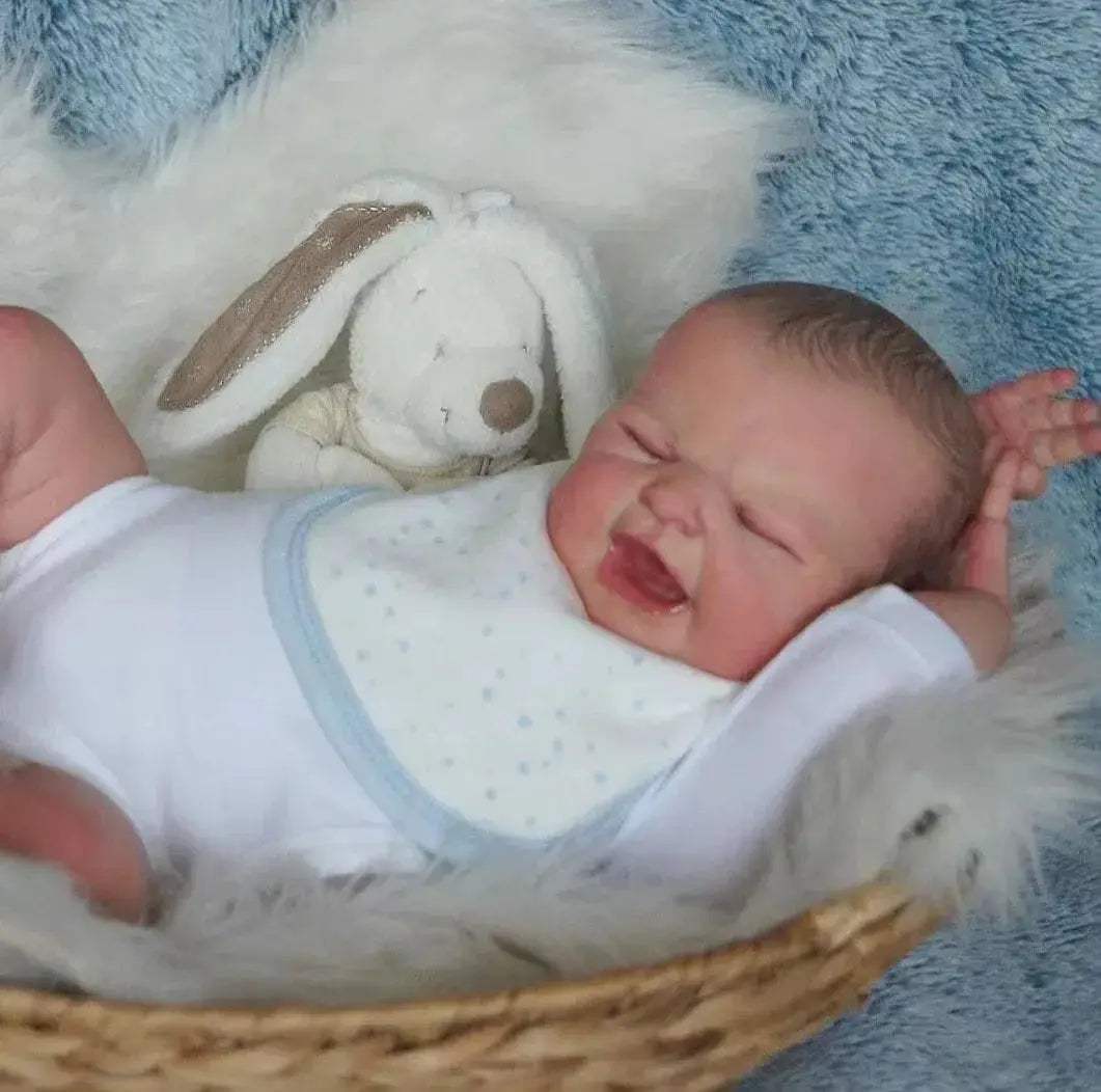 Lifelike 50cm Reborn Vinyl Baby Doll With Painted Hair Handmade - ToylandEU