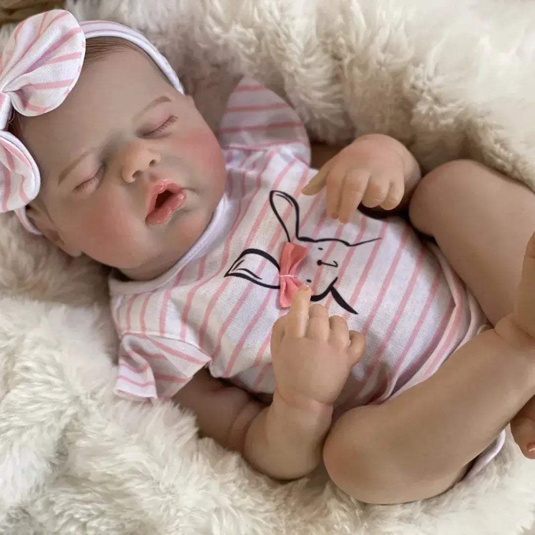Lifelike 50cm Sleeping Reborn Doll With Painted Hair Waterproof Body - ToylandEU