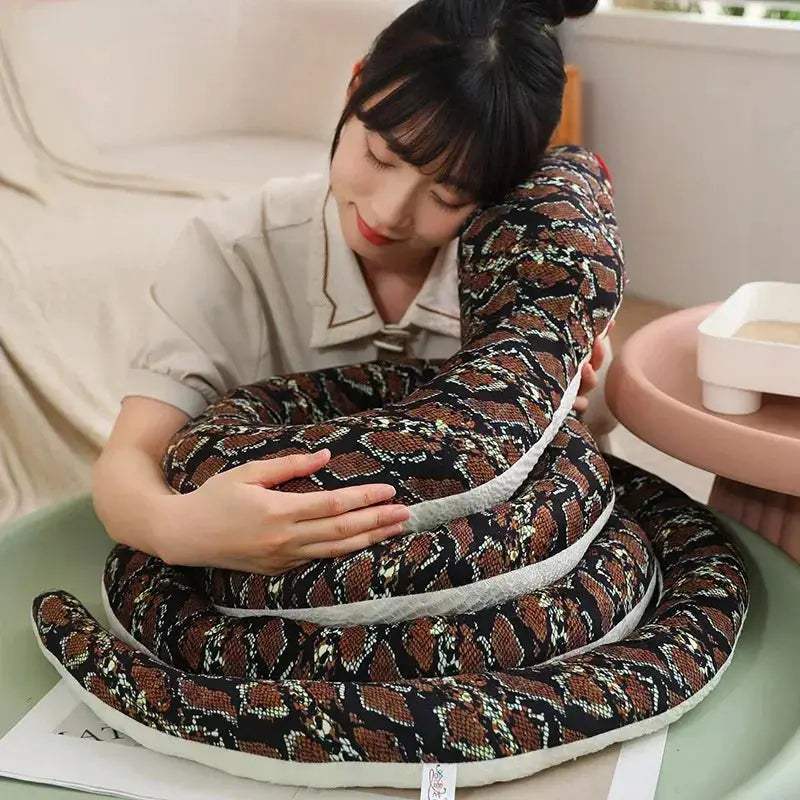 Lifelike Burmese Python Plush Toy Giant Coiled Snake Gift - ToylandEU