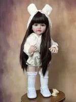 Lifelike Reborn Doll Soft Silicone Long Brown Hair Gift - ToylandEU