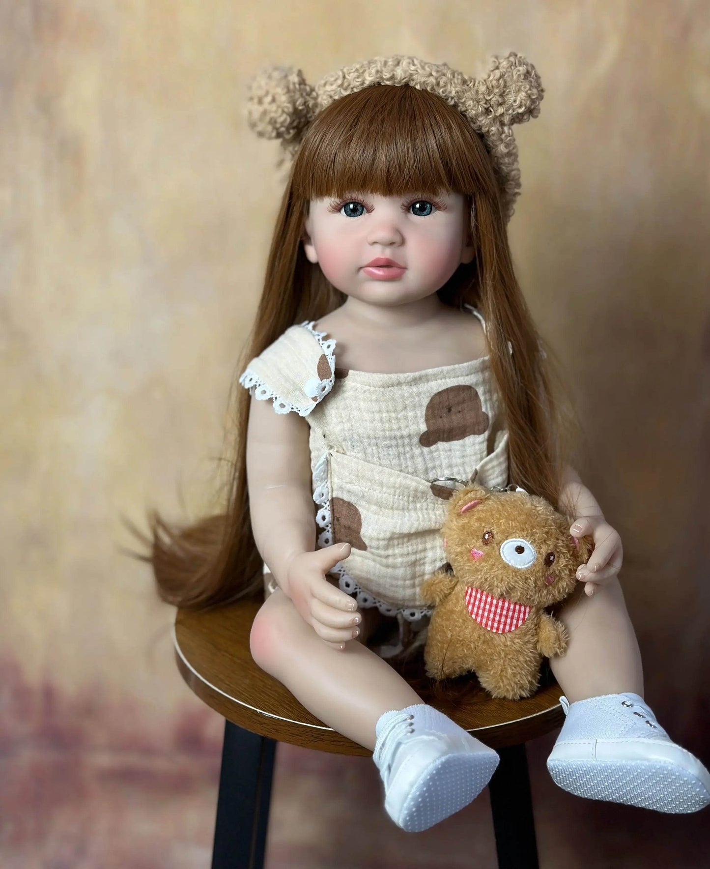 Lifelike Reborn Doll Soft Silicone Long Brown Hair Gift - ToylandEU